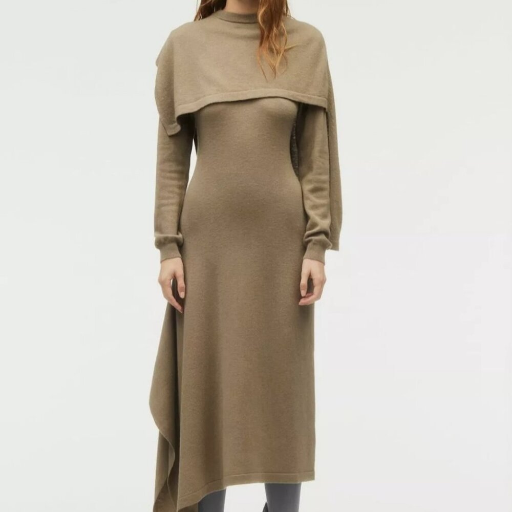 Zara knit wool cape midi dress size small